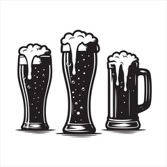 Beer glass silhouette vector icon. Beer glass symbol silhouette vector