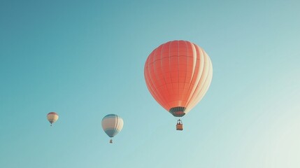 Naklejka premium Hot air balloons flying in the sky 