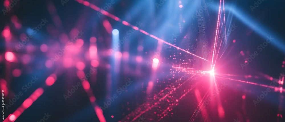 Poster laser beams in holographic projection showcase the creation of precise 3d images and virtual environ