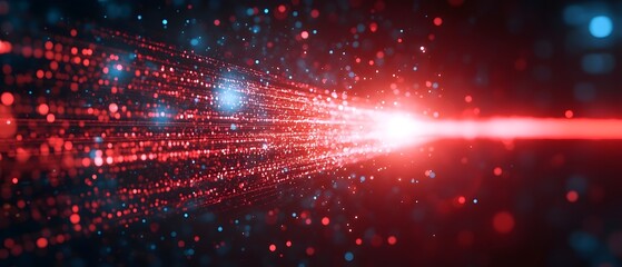 Obraz premium photography concept showcasing amplified light beam for enhanced data transmission and high speed communication capabilities Copy space for text overlay