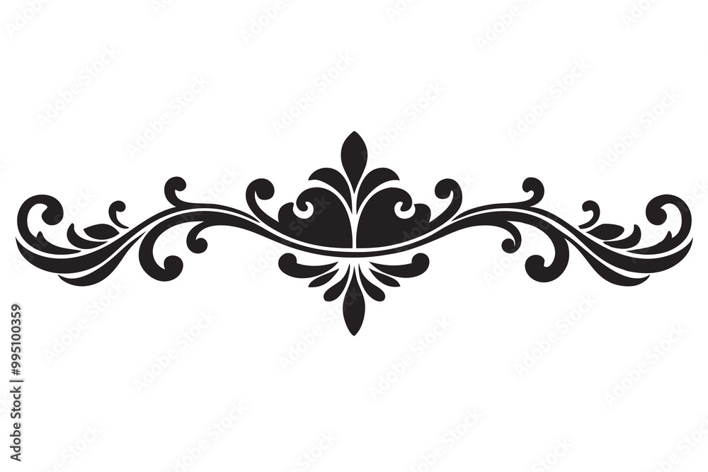 Sticker Baroque Divider silhouette vector line art