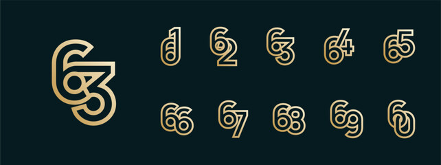 Logo 61th-69th, 61-69 years happy anniversary, Creative template for celebration, birthday, greeting and invitation. Editable file © ahmadfaiz