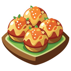 Takoyaki vector illustration isolated on a white background