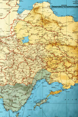 Donetsk, Lugansk, Zaporozhye, Kherson regions and the Republic of Crimea on the map