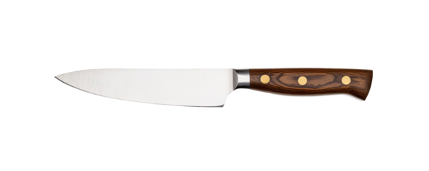 A high-quality kitchen knife with a wooden handle, perfect for chefs and cooking enthusiasts for precision slicing and dicing.