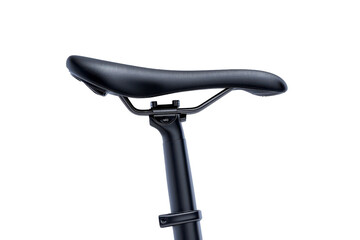 Close-up of a modern bicycle saddle on a sleek frame, showcasing its design and materials for cycling enthusiasts.
