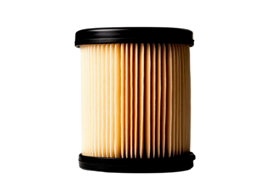 Detailed close-up of a new air filter showcasing its pleated design and sturdy construction.