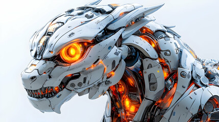 Robotic Creature Design: A Futuristic Beast with Glowing Eyes