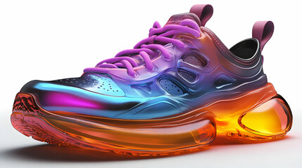 Futuristic Sneaker Design with Transparent Sole and Gradient Colors