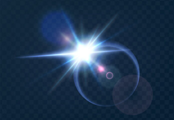 Realistic vector illustration flare, glowing effect. Sunbeam, sunlight glare effect, sun ray light.