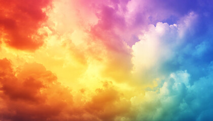 Obraz premium A dreamy sky transitioning from a golden sunset to a full spectrum of rainbow colors, giving off a vibrant yet calming feel