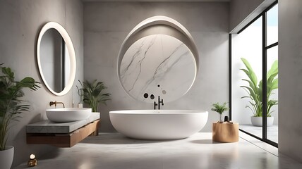 Interior of a modern bathroom made of concrete