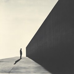 Solitary Figure in Minimalist Urban Landscape