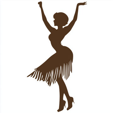 dancing woman silhouette brown dress