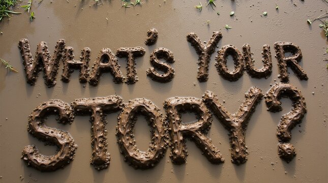 What's your story written in muddy earth texture