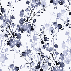 imprints herbs, flowers and leaves. abstract watercolor and digital image. hand drawn boho spring seamless pattern. mixed media artwork for textiles, fabrics, souvenirs, packaging and greeting cards.