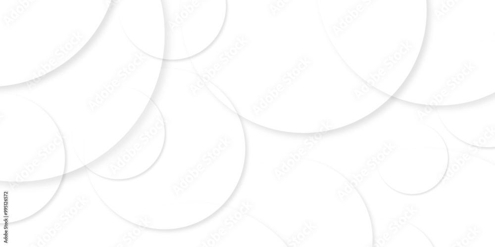 Aufkleber Abstract background with circle white abstract geometric background with soft light white paper circles in design .Gray abstract. Modern design background for report and project presentation template.