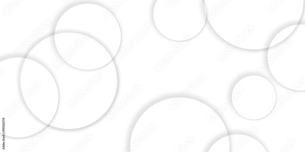 Aufkleber Abstract background with circle white abstract geometric background with soft light white paper circles in design .Gray abstract. Modern design background for report and project presentation template.
