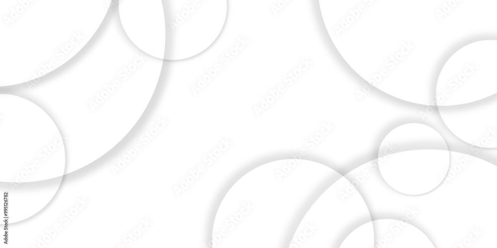Aufkleber Abstract background with circle white abstract geometric background with soft light white paper circles in design .Gray abstract. Modern design background for report and project presentation template.
