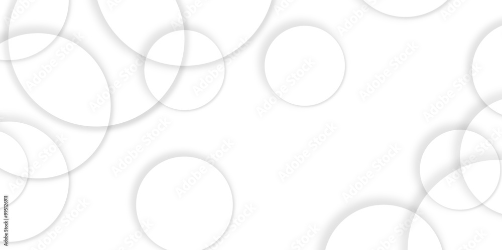 Aufkleber Abstract background with circle white abstract geometric background with soft light white paper circles in design .Gray abstract. Modern design background for report and project presentation template.