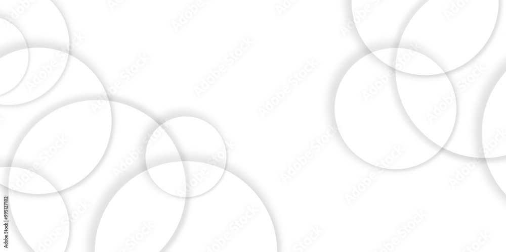 Aufkleber Abstract background with circle white abstract geometric background with soft light white paper circles in design .Gray abstract. Modern design background for report and project presentation template.