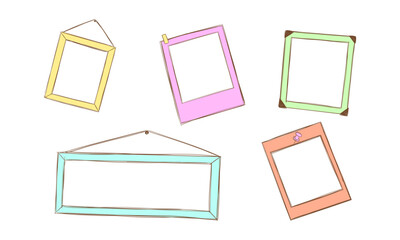 Five Hand-Drawn Colorful Picture Frames