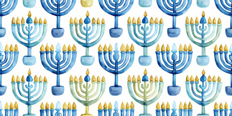 Eco-Friendly Flat Watercolor Tile Pattern with Upcycled Hanukkah Dreidels - Vibrant Zero Waste Holiday Design
