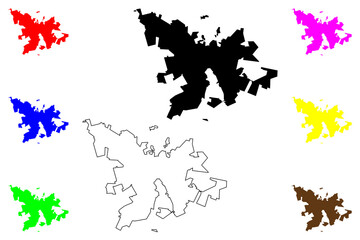 Bloemfontein City (Republic of South Africa, RSA, Free State Province) map vector illustration, scribble sketch City of Bloem map