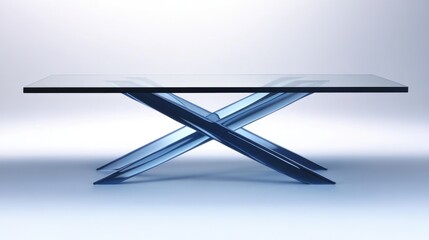Glass Table with Intertwined X-Shaped Legs
