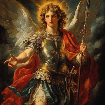  archangel Gabriel in all his pride and glory. AI generative.