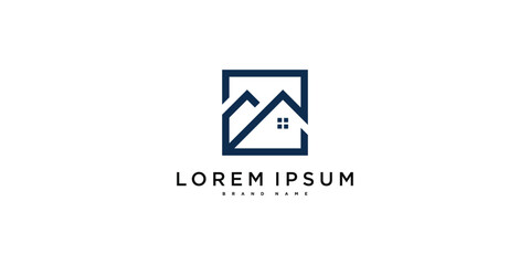 House logo design with creative modern outline concept. Premium Vector
