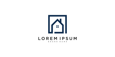 House logo design with creative modern outline concept. Premium Vector