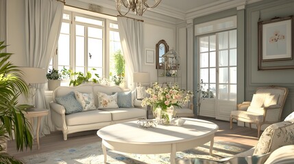 Top white wood table in living room background. 