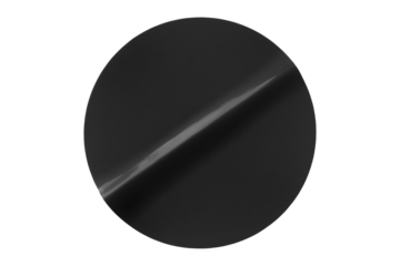 Separate glossy black circle stickers on transparent background.