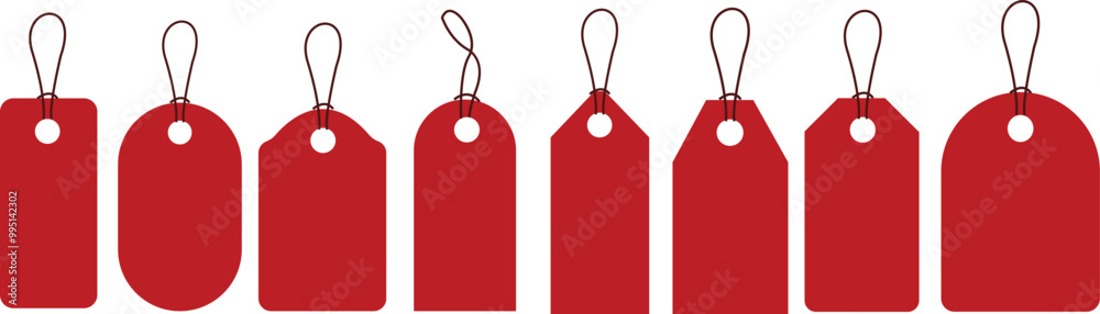 Wall mural set of sale tags and labels. price tag. group of hanging red sales tag . collection of paper label. 