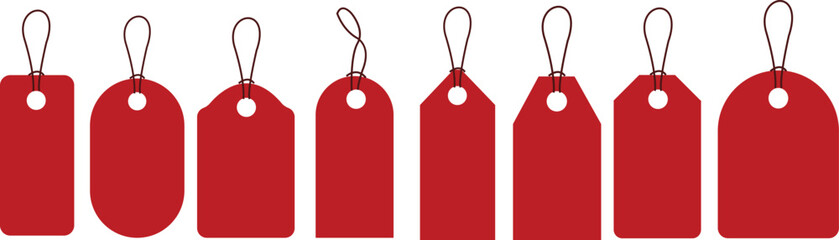 Set of Sale tags and labels. Price tag. Group of Hanging red sales tag . Collection of Paper label. Special offer. Blank, discount and price icon