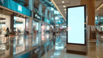 3D rendering of an empty billboard in a shopping mall