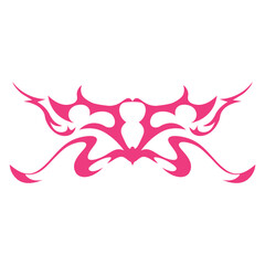 Neo tribal pink heart y2k aesthetic tattoo gothic cover, fire or wings abstract silhouette isolated on background. Divider, border, cyber body ornament, neotribal web goth decoration
