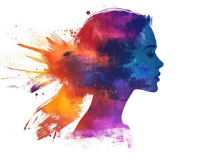 Creative Portrait of a Woman with Abstract Expressionist Hair