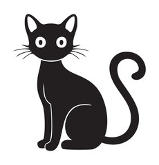 Black cat sitting isolated vector illustration