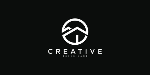 Fototapeta premium House logo design with creative modern outline concept. Premium Vector