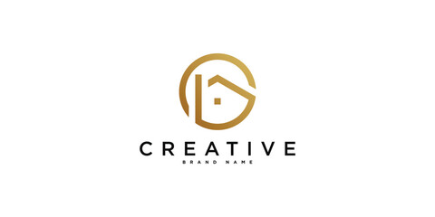 House logo design with creative modern outline concept. Premium Vector
