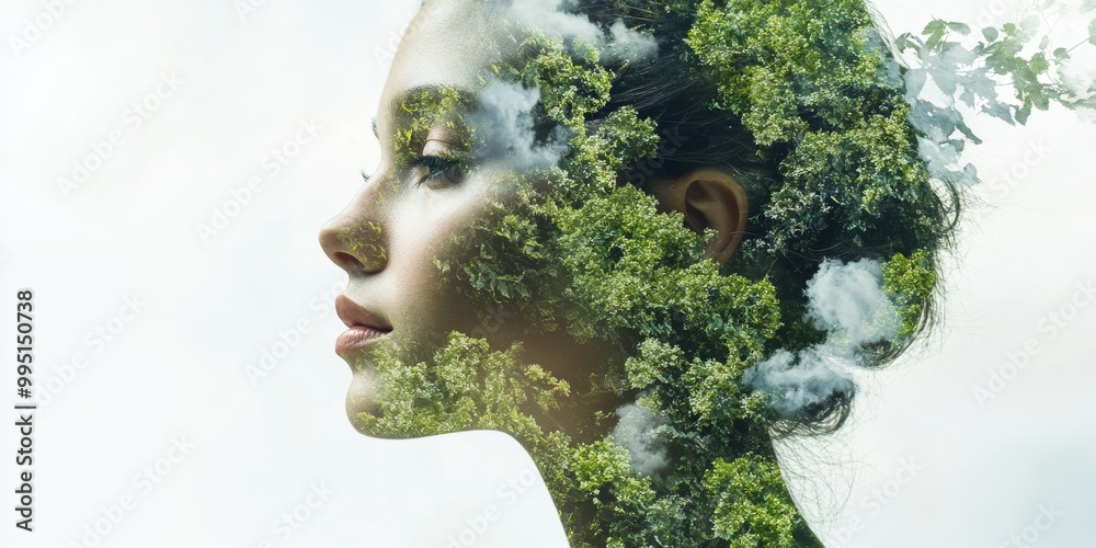 Poster Double exposure effect with plant-based imagery for World Vegan Day.