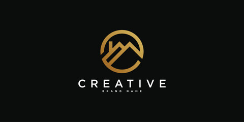 House logo design with creative modern outline concept. Premium Vector