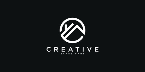 House logo design with creative modern outline concept. Premium Vector