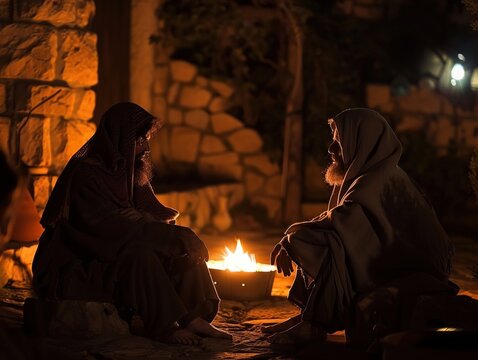 Jesus and Nicodemus under the cover of night