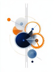 Interlocking gears represent collaboration, teamwork, and  integration. The abstract design symbolizes innovation, progress, and the interconnectedness of ideas.