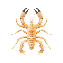 A stylized geometric vector illustration of a lobster with polygonal shapes and sharp angles. Perfect for marine life, seafood, or modern design projects that require a unique artistic approach