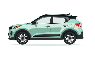 A detailed vector illustration of a compact SUV in side view, featuring a modern and sleek design. Ideal for automotive, transportation, and car-related design projects