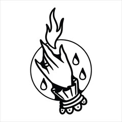 witch hand tattoo vector design